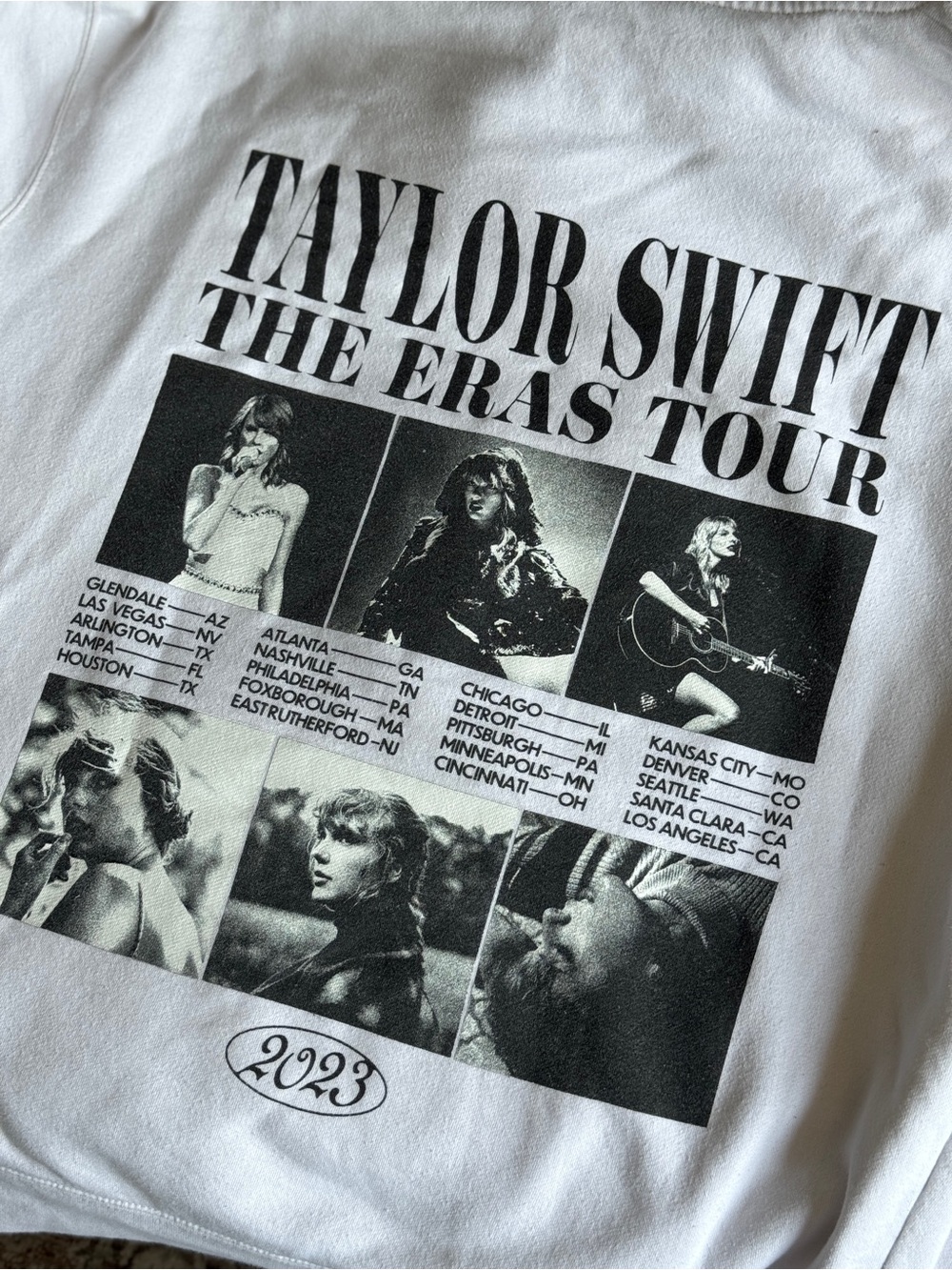 Taylor Swift Eras Tour 2023 White Collage Hoodie
